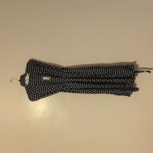 Prettylittlething black polka dot pleated sleeveless midi dress size 6usa nwt